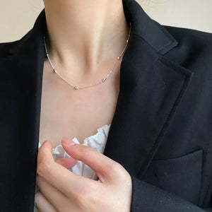925 Sterling Silver Beads Neck Chain Necklace Women Accessories
