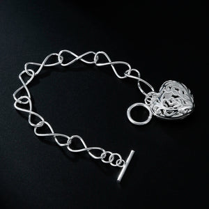 925 Sterling Silver Heart Charms Bracelet for Women