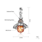 925 Silver Zircon Bee Charm Bracelet Necklace DIY