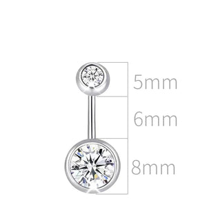 925 Silver Belly Button Ring Double Zircon Body Jewelry Navel Piercing