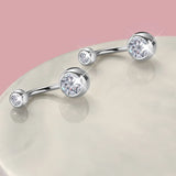 925 Silver Belly Button Ring Double Zircon Body Jewelry Navel Piercing