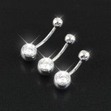 925 Silver Belly Button Ring Double Zircon Body Jewelry Navel Piercing