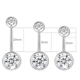 925 Silver Belly Button Ring Double Zircon Body Jewelry Navel Piercing