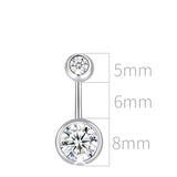 925 Silver Belly Button Ring Double Zircon Body Jewelry Navel Piercing