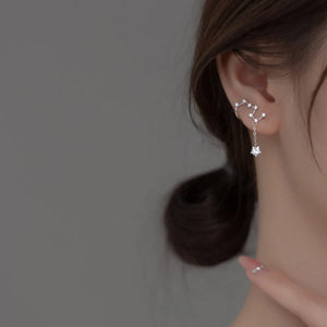 925 Sterling Silver Big Dipper Ear Cuffs Star Zircon Earrings