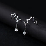 925 Sterling Silver Big Dipper Ear Cuffs Star Zircon Earrings
