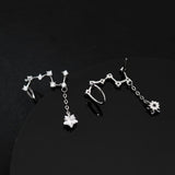 925 Silver Big Dipper Ear Cuffs Star Zircon Earrings