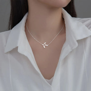925 Silver Bird Necklace Choker for Women Summer Jewelry