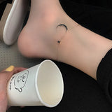 925 Silver Crystal Star Moon Pendant Anklet Beach Jewelry