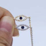 925 Silver Evil Eye Micro Pave Cz Charm Bracelet