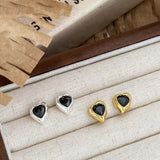 925 Silver Zircon Heart Stud Earrings Vintage Jewelry Women Girls