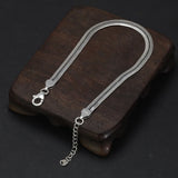 925 Silver Blade Snake Chain Bracelet 4" Extension Jewelry Gift