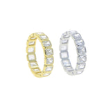925 Silver Rectangle Cz Paved Wedding Ring