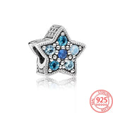 925 Sterling Silver CZ Stars Dazzling Ice Pendant Charms Bracelet Jewelry