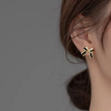925 Silver Bowknot Stud Earrings Sweet Butterfly Jewelry