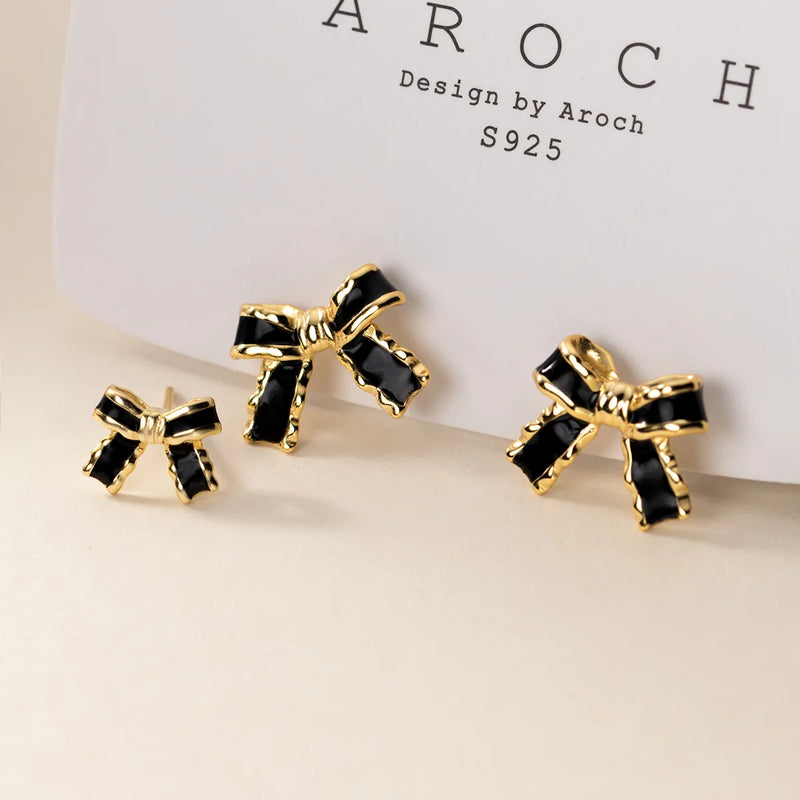 925 Silver Bowknot Stud Earrings Sweet Butterfly Jewelry