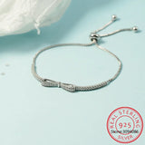 925 Silver Bowknot Bracelet Zircon Tennis Hard Bracelet Wedding Party Jewelry