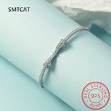 925 Silver Bowknot Zircon Tennis Bracelet Wedding Jewelry