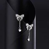 925 Silver Bowknot Tassel Earrings Hypoallergenic Jewelry