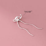 925 Sterling Silver Bowknot Tassel Ear Cuffs Non-Pierced Cartilage Earrings