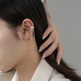 925 Sterling Silver Bowknot Tassel Ear Cuffs Non-Pierced Cartilage Earrings