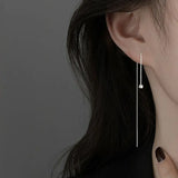 925 Silver Box Chain Tassel Earrings Prevent Allergy Ear Line Femme Fine Jewelry