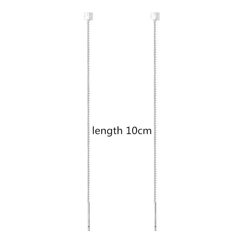 925 Silver Box Chain Tassel Earrings Prevent Allergy Ear Line Femme Fine Jewelry