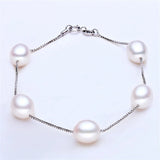 925 Silver Bracelet Natural Pearl Chain Women Jewelry Wedding Gift