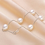 925 Silver Bracelet Natural Pearl Chain Women Jewelry Wedding Gift