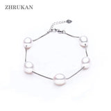 925 Silver Bracelet Natural Pearl Chain Women Jewelry Wedding Gift