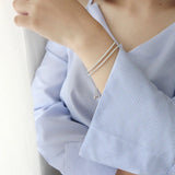 925 Silver Double Layer Zircon Bracelet for Women