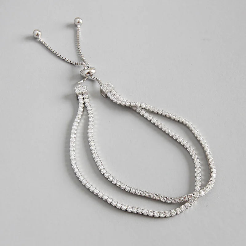 925 Silver Double Layer Zircon Bracelet for Women