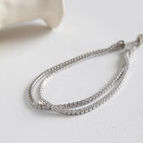 925 Silver Double Layer Zircon Bracelet for Women