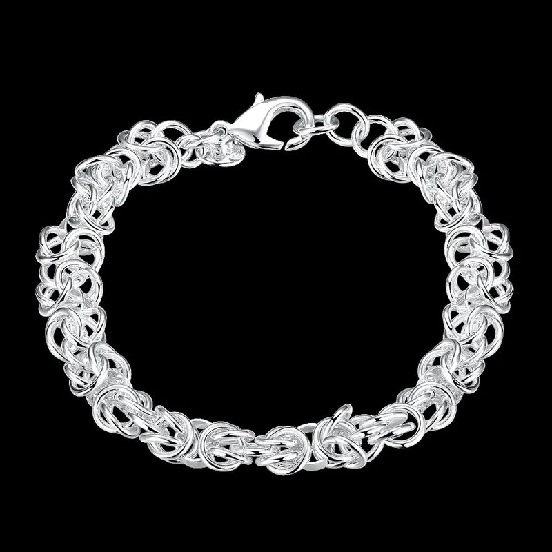 925 Sterling Silver Faucet Bracelet Chains Men Women Jewelry Gift