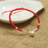 925 Silver Bracelet Women Amulet Bell Charm Buddha Lucky Red Bangle