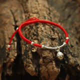 925 Silver Bracelet Women Amulet Bell Charm Buddha Lucky Red Bangle