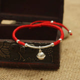 925 Silver Bracelet Women Amulet Bell Charm Buddha Lucky Red Bangle