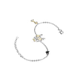 925 Silver Dog Animal Chain Charm Bracelet Star Crystals