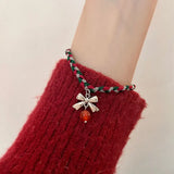 925 Silver Bracelet Red Agate Woven Hand Rope