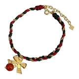 925 Silver Bracelet Red Agate Woven Hand Rope