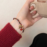 925 Silver Bracelet Red Agate Woven Hand Rope