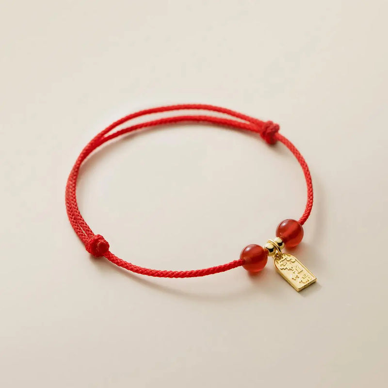 925 Silver Red Agate Bracelet Natural Beads Women's Jewelry