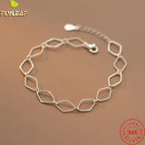 925 Silver Bracelet Women Twist Rhombus Glossy Fine Jewelry Bangles