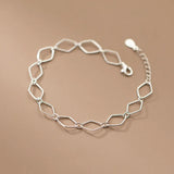 925 Silver Bracelet Women Twist Rhombus Glossy Fine Jewelry Bangles