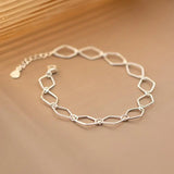 925 Silver Bracelet Women Twist Rhombus Glossy Fine Jewelry Bangles