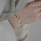 925 Sterling Silver Double Layer Chain Star Bead Bracelet