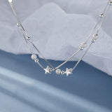 925 Sterling Silver Double Layer Chain Star Bead Bracelet