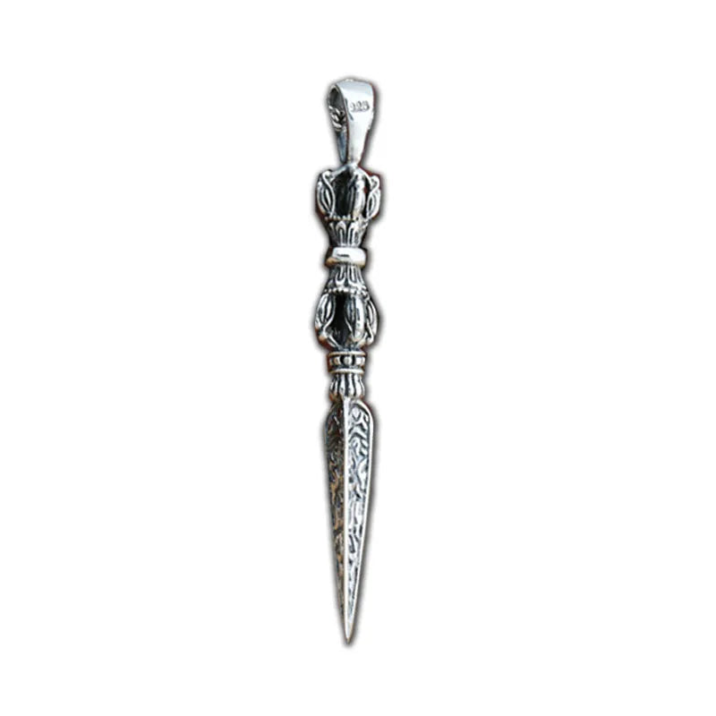 925 Silver Vajra Pestle Triangle Pendant Vintage Thai Jewelry