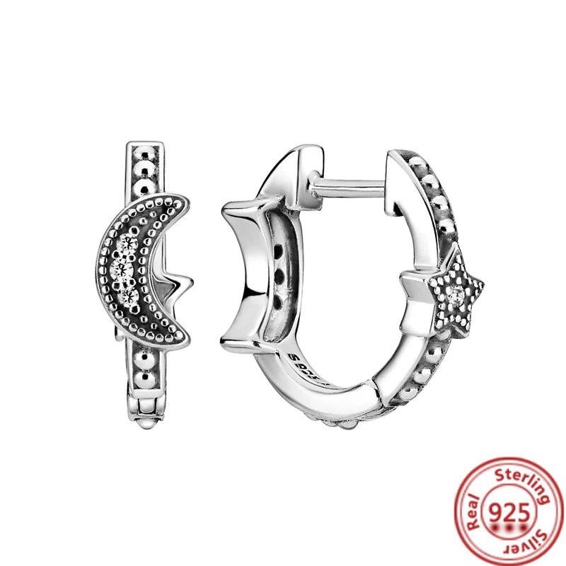 925 Silver Butterfly CZ Zircon Round Earrings Charm Gift
