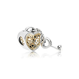 925 Silver Butterfly Pink Charms Tower Beads Necklace Pendant